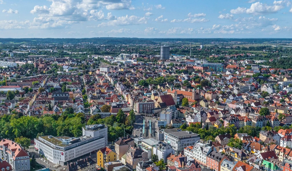 Ausblick auf den Augsburger Stadtteil Oberhausen